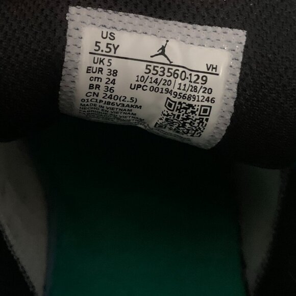 Nike Air Jordan 1 Low Stadium Green/White/Black 5.5Y (7W) - Picture 2 of 9